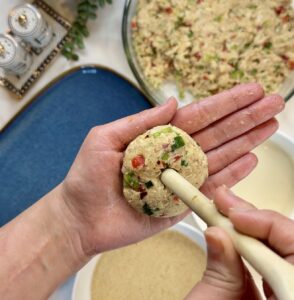 Make hole using a round wooden spoon