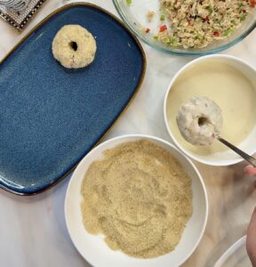 Coating chicken donut